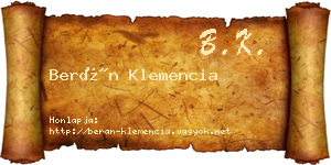 Berán Klemencia névjegykártya